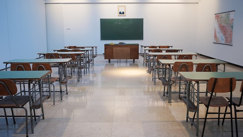 Public school building hallway